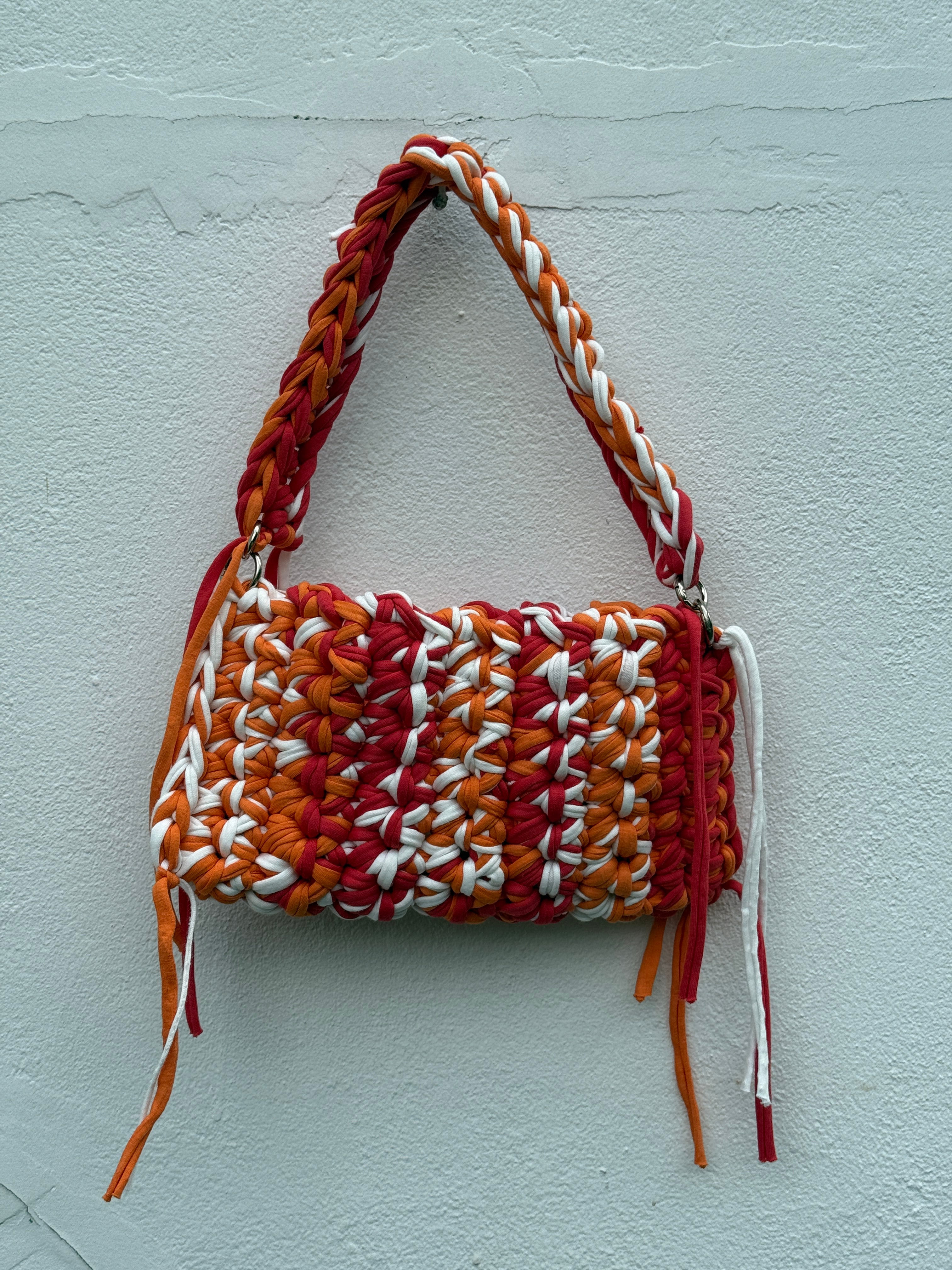 The Mini Acacia Bag in Orange, Red & White